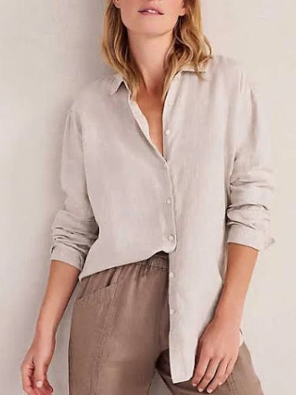 Haven Well Within  Women's Oversized Linen Button Down Shirt size XS